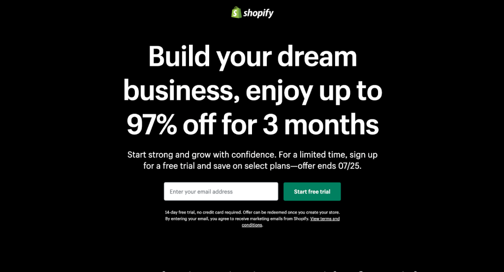 A dream business? A discount? A great landing page headline example