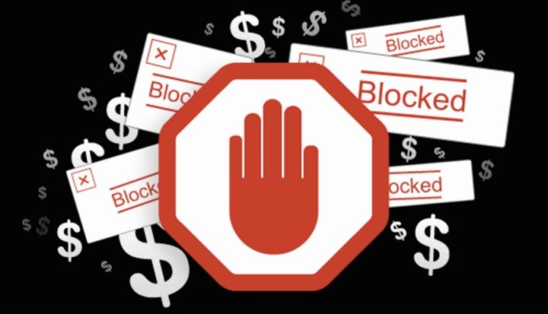 Stop sign with blocking hand that stops click fraud