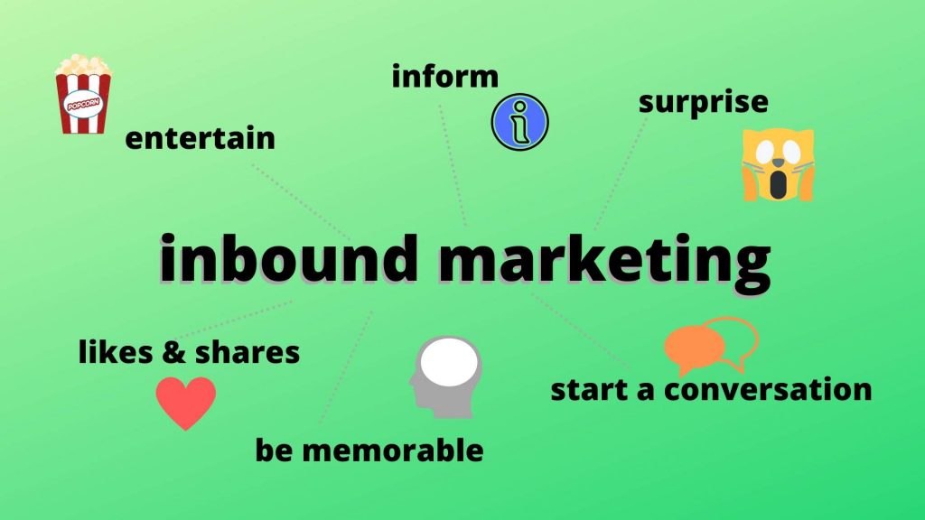 The aims of inbound marketing are to entertain, inform, surprise, gain likes and start a conversation