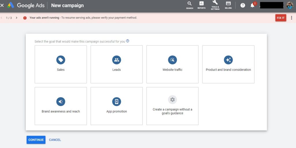 Google Ads Smart Campaign set up step one