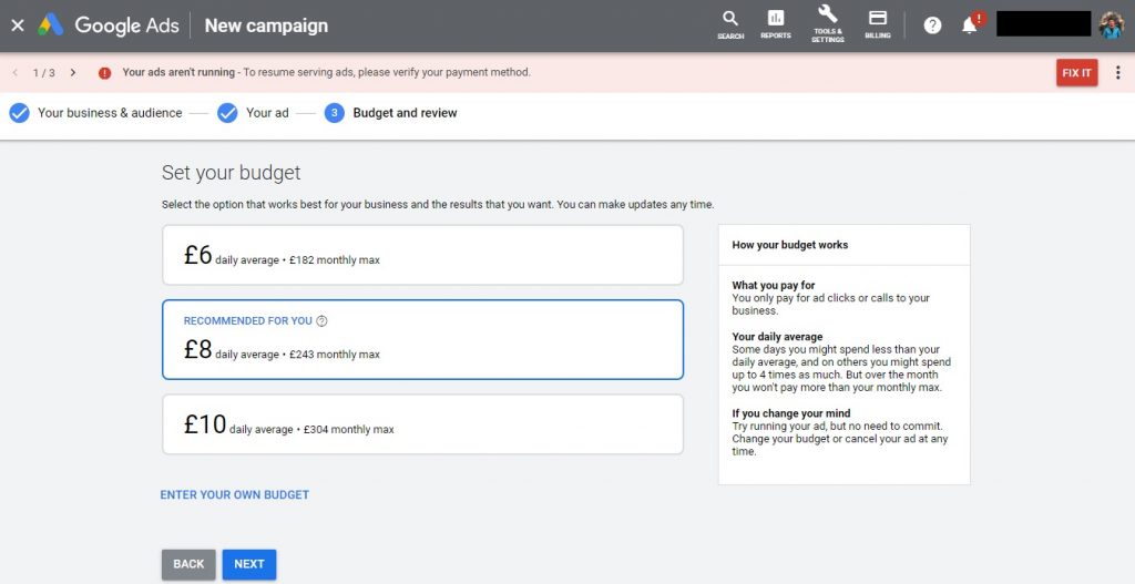 Choose your PPC ad budget
