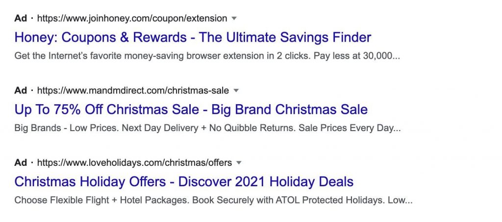 An example of power words in Google Ads