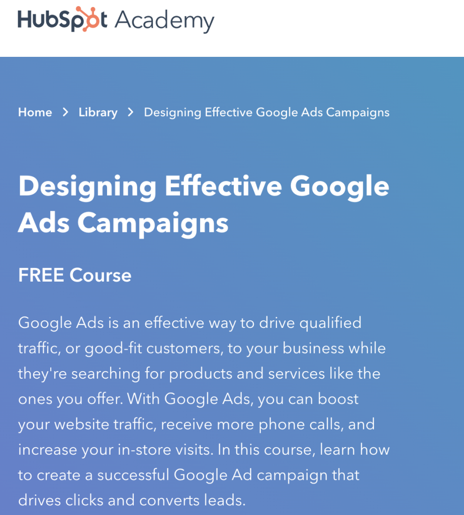 Learn Google Ads PPC training with Hubspot