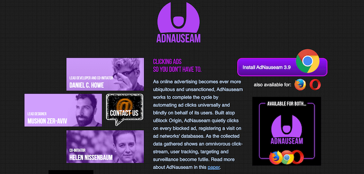 An image from the home page of the AdNauseam extension