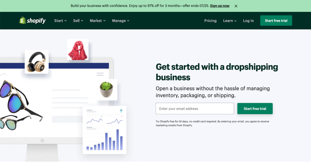 Some great examples of landing pages from Shopify