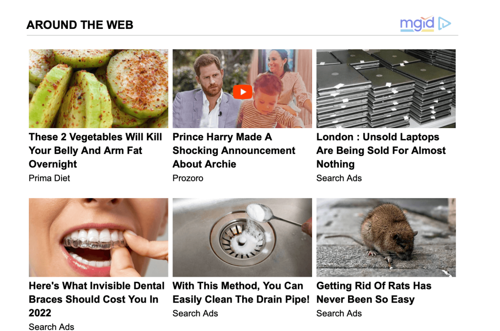 A typical example of native ad content