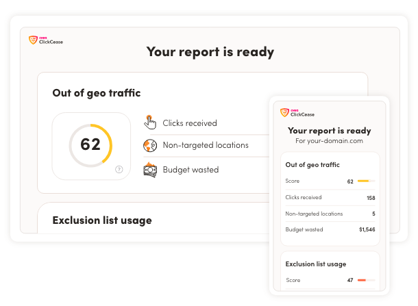 Access your ads click reporting dashboard. | ClicCease