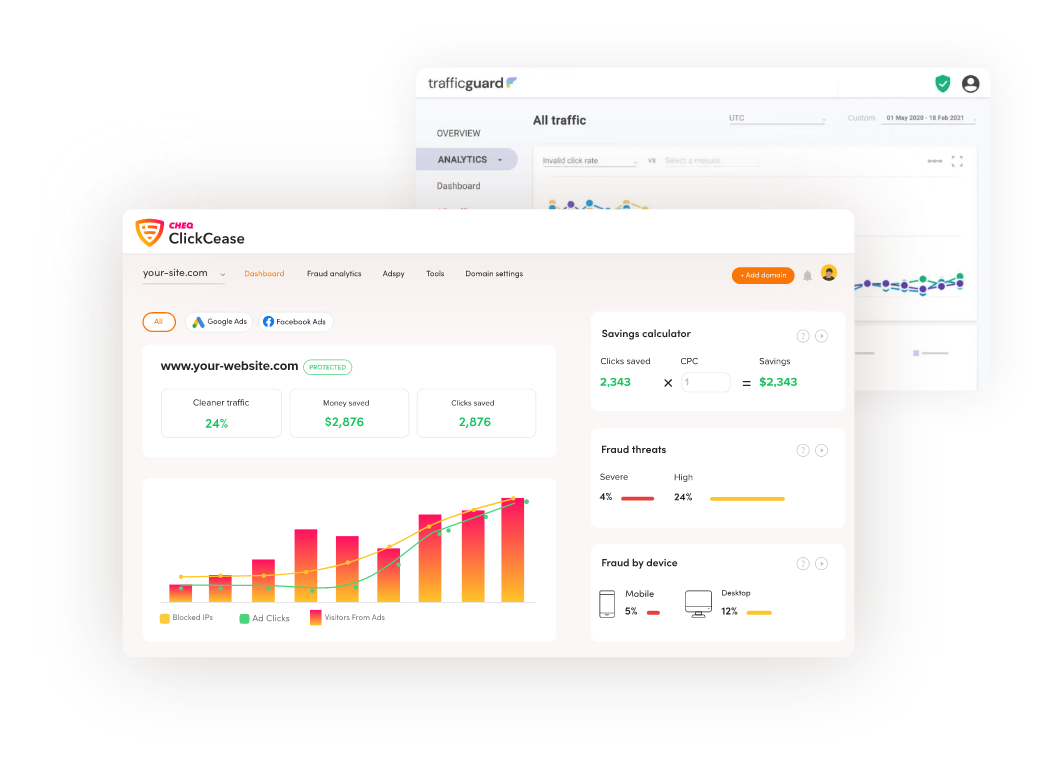 ClickCease is the leader in the Click fraud industry  for Identifying & blocking Invalid traffic